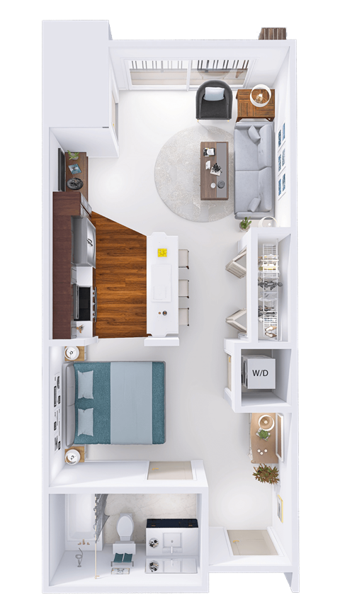 Floor plan for studio, 1 bath, 539 sqft